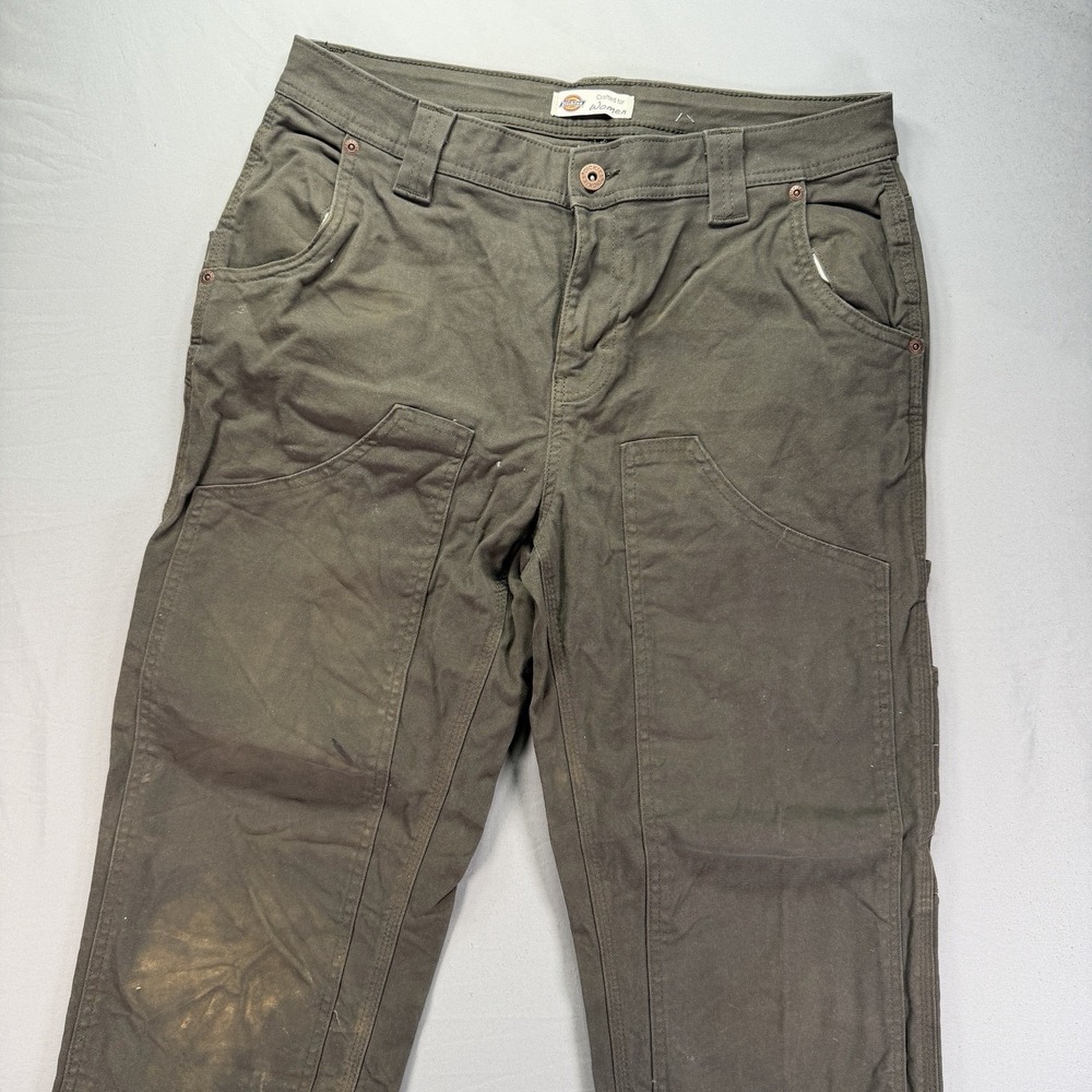 Dickies Crafted for Women Double Knee Carpenter Pants Olive Green Size 6 32x31